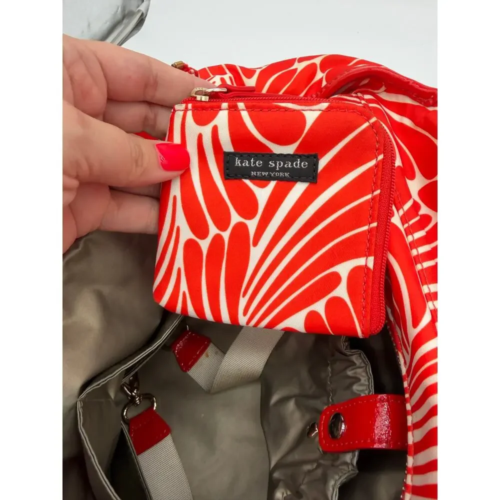Kate Spade Stevie diaper bag red leaf design